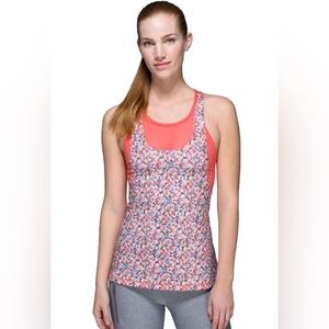 Lululemon Athletica Orange Pink Fitted Tank Top